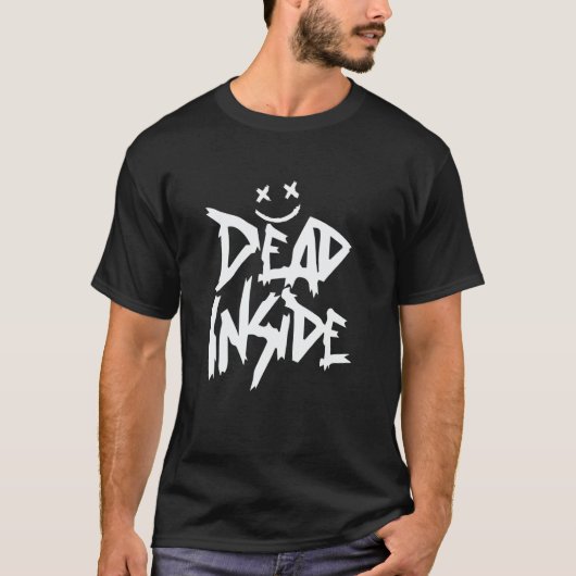 T-shirt Dead Inside Ironic Skeleton Ghost Dark Sunshine Kn (Devant)