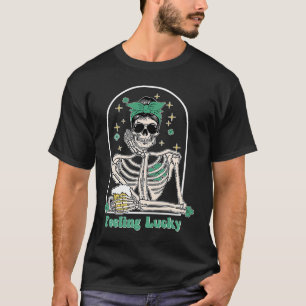 T-shirt Dead Inside Sent Lucky Skeleton Shamrocks Patri