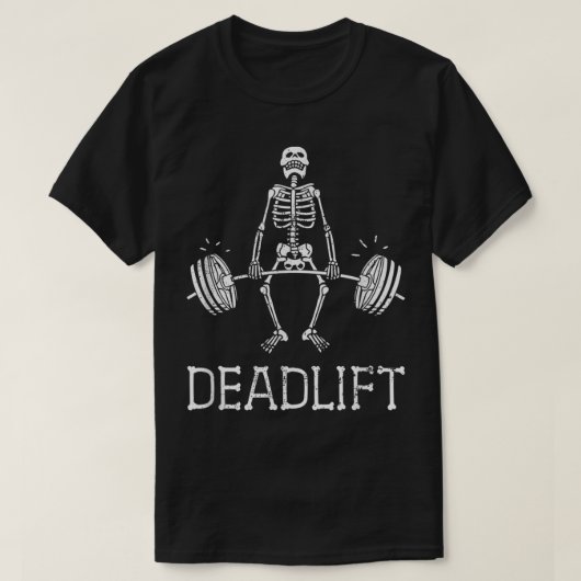 T-shirt DEADLIFT Funny Halloween Squelette Poids Lifting W (Design devant)