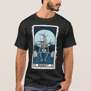 T-shirt Deadlift Tarot Card Funny Skeleton Fitness Exercic