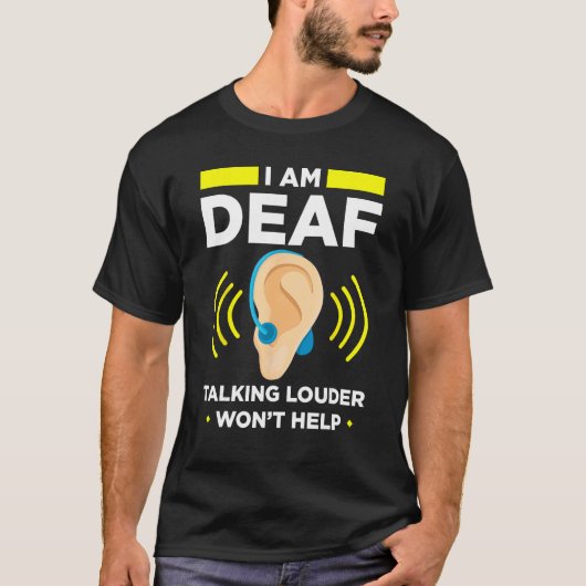 T-shirt Deaf Pride ASL Hand Gesture Hearing Aid Hand Sign (Devant)