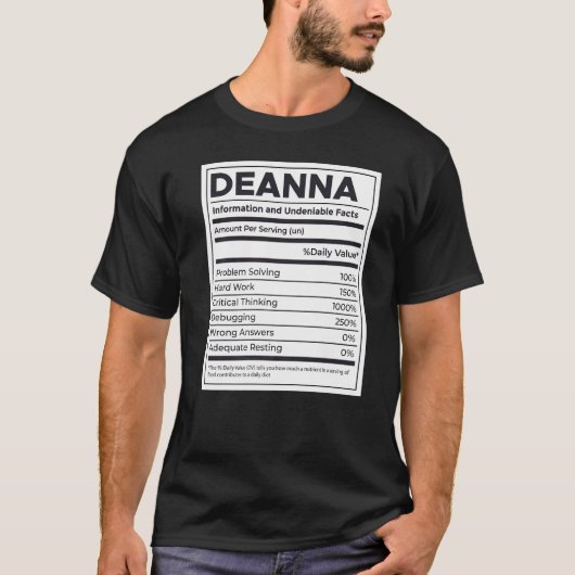 T-shirt Deanna Nutrition Information Problème Résoudre Dur (Devant)