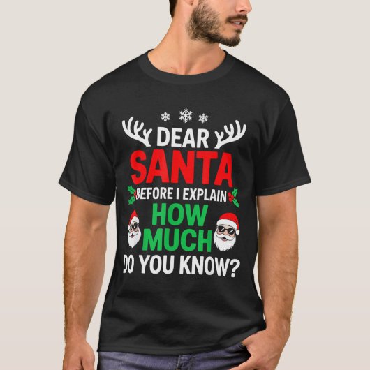 T-shirt Dear Santa Before I Explain How Much Do You Know (Devant)