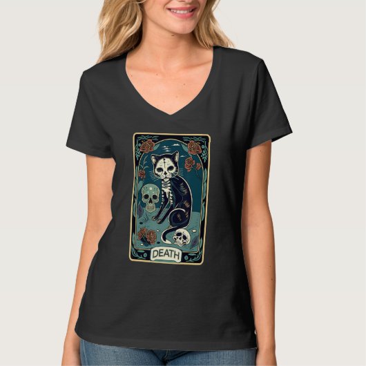 T-shirt Death Cat Tarot Card Graphic for Tarot Cat Lovers  (Devant)