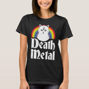 T-shirt Death Metal Chat Arc-en-ciel