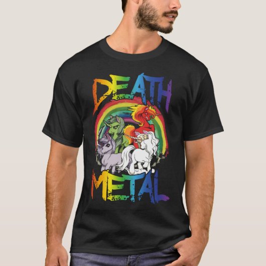 T-shirt Death Metal  Rainbow Unicorn Apocalypse (Devant)