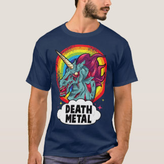 T-shirt Death Metal Unicorn Rainbow Rocker Emo Zombie
