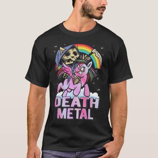 T-shirt Death Metal Unicorn Reaper arc-en-ciel (Devant)