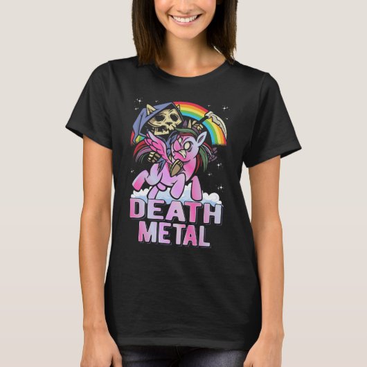 T-shirt Death Metal Unicorn Reaper arc-en-ciel (Devant)