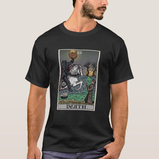 T-shirt Death Tarot Card Headless Horseman Gothic Spooky H (Devant)