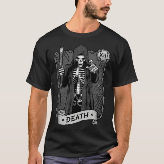 T-shirt Death Tarot Card Occult Dark Grim Reaper Astrology (Devant)