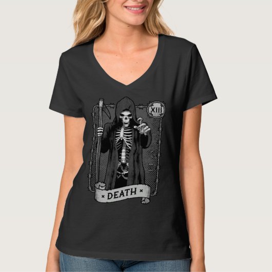 T-shirt Death Tarot Card Occult Dark Grim Reaper Astrology (Devant)