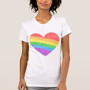 T-shirt Débardeur de coeur de rayure d'arc-en-ciel du