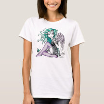 Débardeur violet d'ange de tatouage mignon de