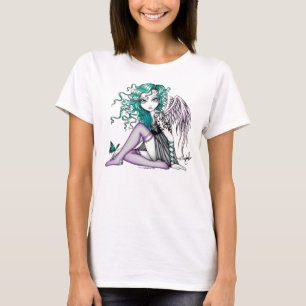 T-shirt Débardeur violet d'ange de tatouage mignon de