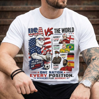 T-shirt Débat drôle de football, États-Unis contre le mond