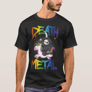 T-shirt Debout Métal Grim Reaper Marches Unicorn Halloween