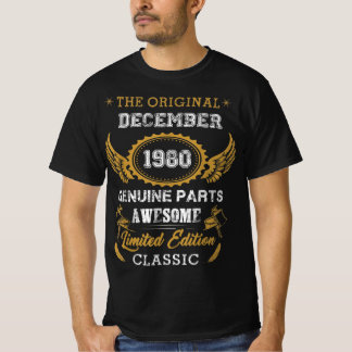 T-shirt Décembre classique 1980 Cadeaux d'anniversaire des