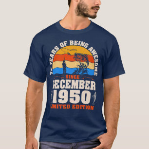 T-shirt Décembre rétro 1950 72 ans amateur de pêche 72ème