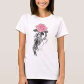 T-shirt Décès dans le Rose de squelette (Devant)