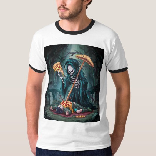 T-shirt Décès Par Pizza (Devant)