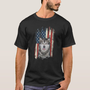 T-shirt Déchiré Alaska American Flag Chien patriotique