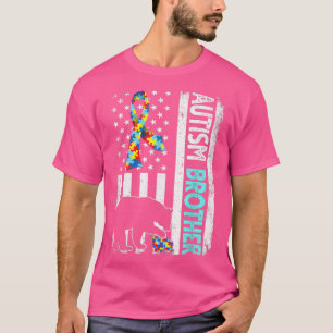 T-shirt Déchiré américain Drapeau Autisme Frère Ours Autis
