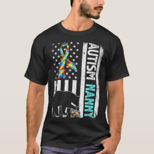 T-shirt Déchiré Drapeau Américain Autisme Nanny Bear Autis