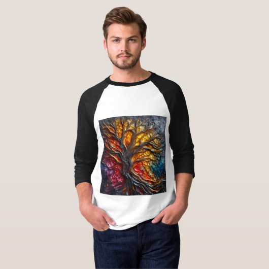 T-shirt Déchirer Un Tee Raglan Avec Une Expression D'Art - (Devant entier)