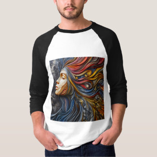 T-shirt Déchirer Un Tee Raglan Avec Une Expression D'Art -