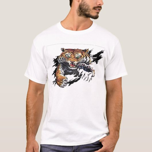 T-shirt déchirure de tigre (Devant)