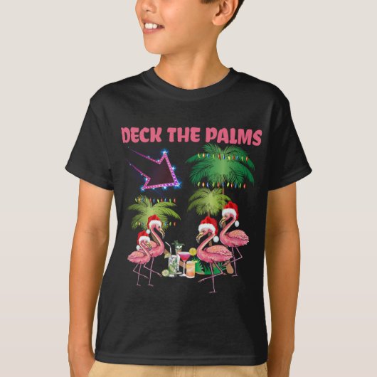 T-shirt Deck Le Flamant rose Palms Tropical Christmas Palm (Devant)