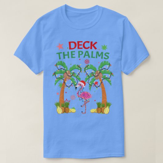 T-shirt Deck Les Palms Pajamas Noël Floride Flamant rose (Design devant)