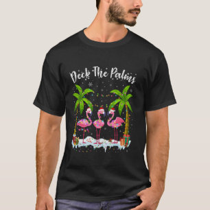 T-shirt Deck the Palms Flamant rose Lumières de Noël tropi