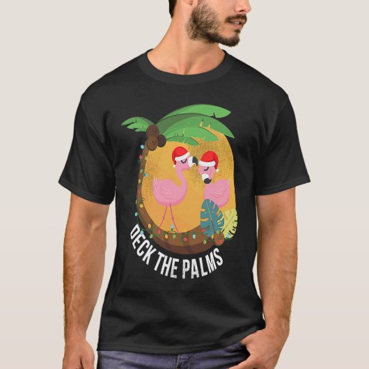T-shirt Deck the Palms Flamingo Christmas (Devant)
