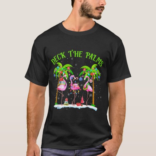 T-shirt Deck The Palms Flamingo Trocal Christmas Lights (Devant)
