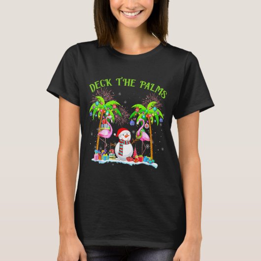 T-shirt Deck The Palms Flamingo Trocal Christmas Lights Pa (Devant)