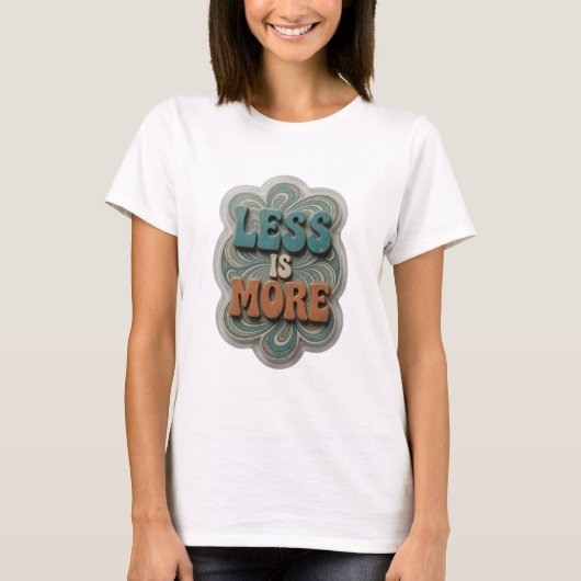 T-shirt Déclaration Blue LESS IS MORE Texte en 3D (Devant)