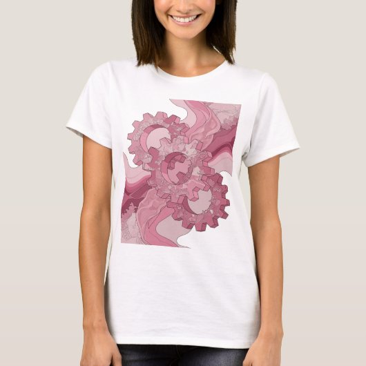 T-shirt Déclaration de conception d'art abstrait rose gras (Devant)