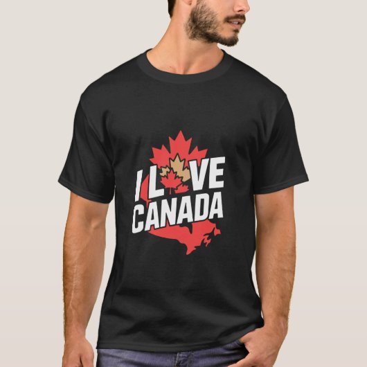 T-shirt Déclaration Feuille d'érable J'aime Canada (Devant)