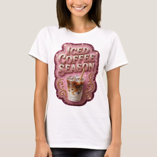 T-shirt Déclaration Gold CAFE GLACE SAISON Design Moderne (Devant)
