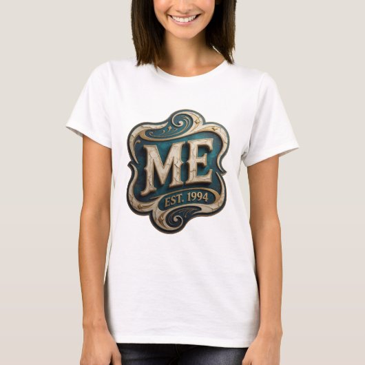 T-shirt Déclaration Or ME EST 1994 Conception de texte (Devant)