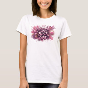 T-shirt Déclaration Rose Mignarde JE VIS MA VIE À