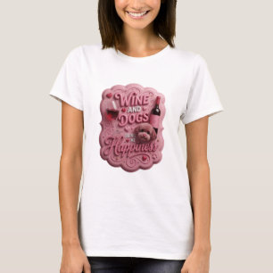 T-shirt Déclaration Rose VIN ET CHIENS ME RENDENT HEUREUSE