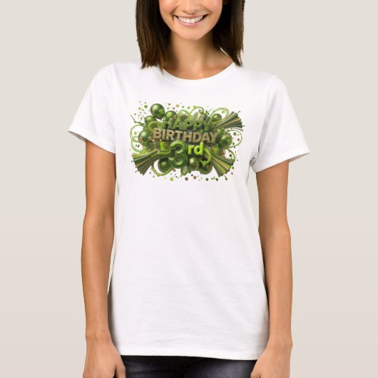 T-shirt Déclaration Vert JOUER ANNIVERSAIRE 3ÈME Impressio (Devant)