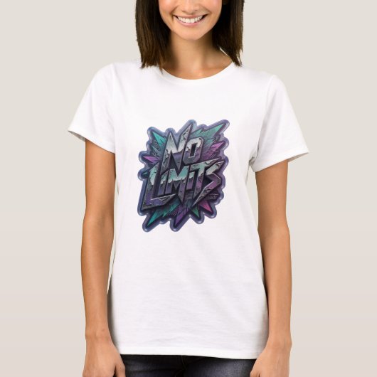 T-shirt Déclaration Violet SANS LIMITES Texte en 3D (Devant)