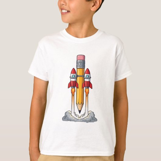 T-shirt Décollage de la fusée crayon pour enfants (Devant)