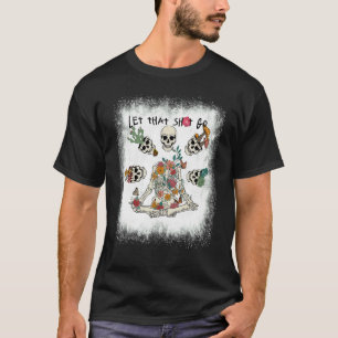 T-shirt Décoloré Lâche Cette Fleur De Squelette Faisant Du