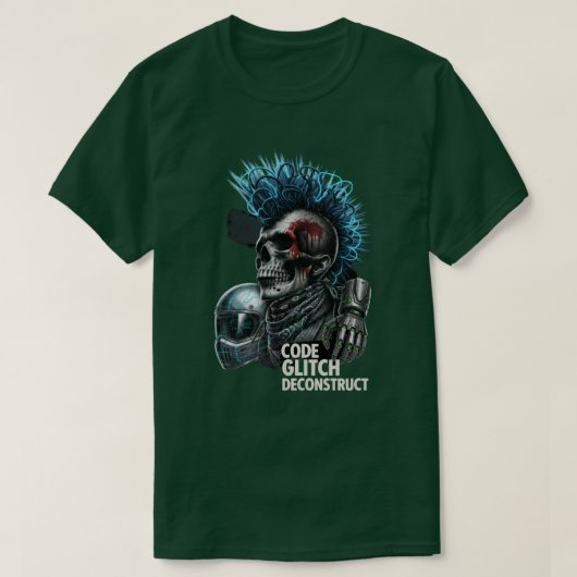 T-shirt Déconstruction de Bug de Code Art de Crâne Punk Cy (Design devant)