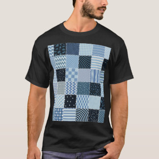 T-shirt Décor de courtepointe, patchwork géométrique, tons